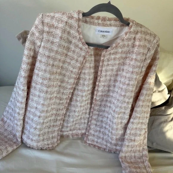 Calvin Klein Light Pink Tweed Blazer - Picture 3 of 4